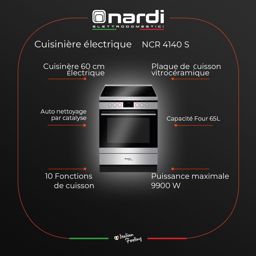 Nardi cuisinière électrique vitrocéramique NCR4140S