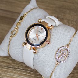 Yifenli Montre Femme Bracelet Cuir _ Blanc