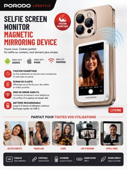 Écran Selfie Magnétique Porodo LFS190 Mirroring