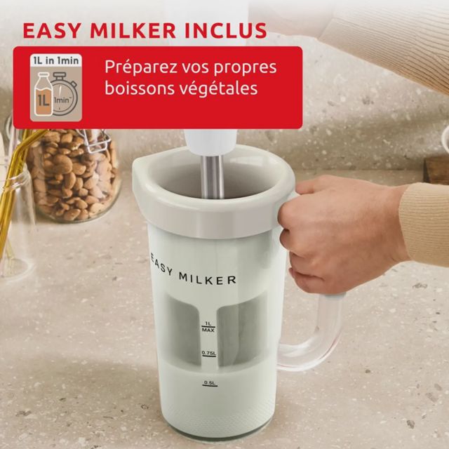 Easy milker Moulinex محضرة الحليب النباتي + خلاط يدوي VD70PAE0
