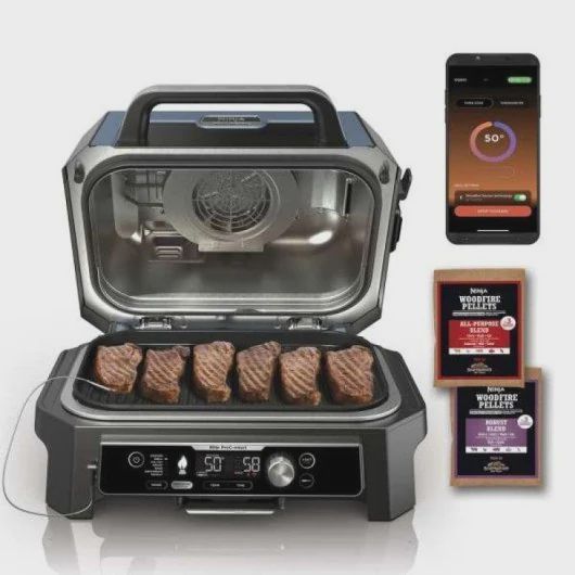 شواية ومخنة كهربائية Ninja Woodfire Pro Connect OG901EU