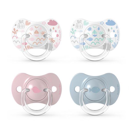 Suavinex Sucette en silicone 0-6 mois Rose Bleue