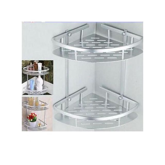 Étagère de coin de salle de bain 2 niveaux brillant