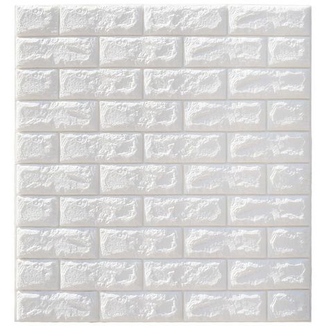 Plaque papier mural adhésif 3D - En pierre de brique blanche