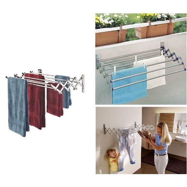 Dalux Sèche Linge mural pliable 120cm- Aluminium