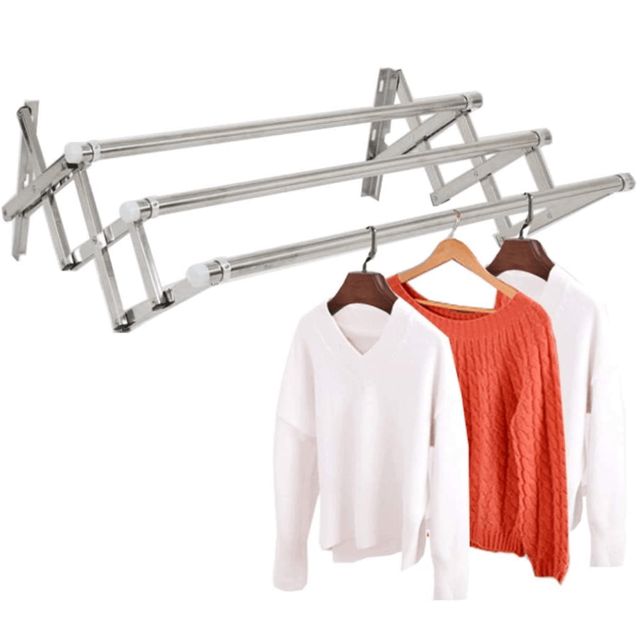 Sèche-linge mural pliable à 3 barres 100 cm Aluminium