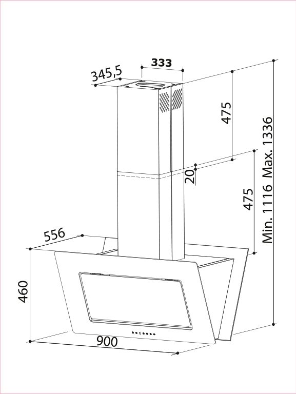 Proff hotte central en verre LD49-90 ISLAND 90cm