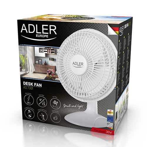 Adler Ad 7301 Ventilateur De Bureau 15 Cm 2 Vitesses 30w