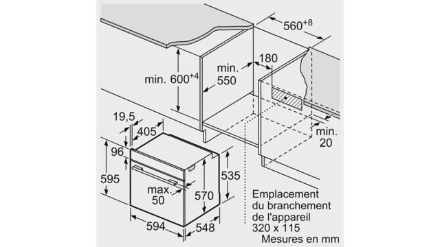 Bosch Four encastrable Série 4 -60x60cm HBA573BA0