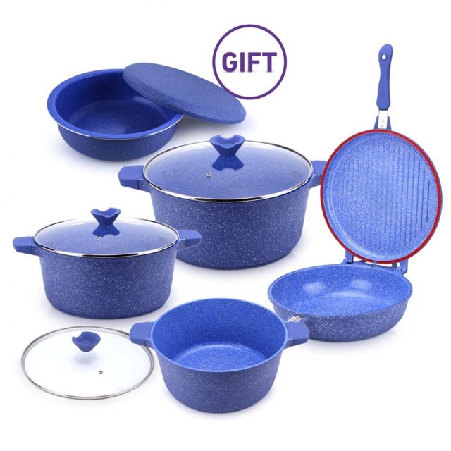 Relance Batterie de cuisine Wave 8 pièces Granit bleu