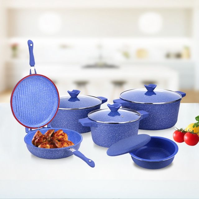 Relance Batterie de cuisine Wave 8 pièces Granit bleu