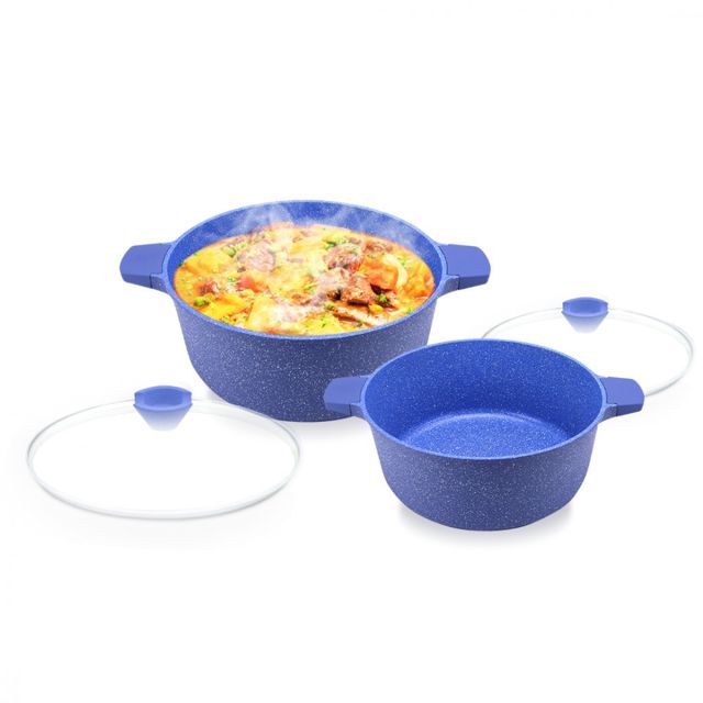 Relance Batterie de cuisine Wave 8 pièces Granit bleu