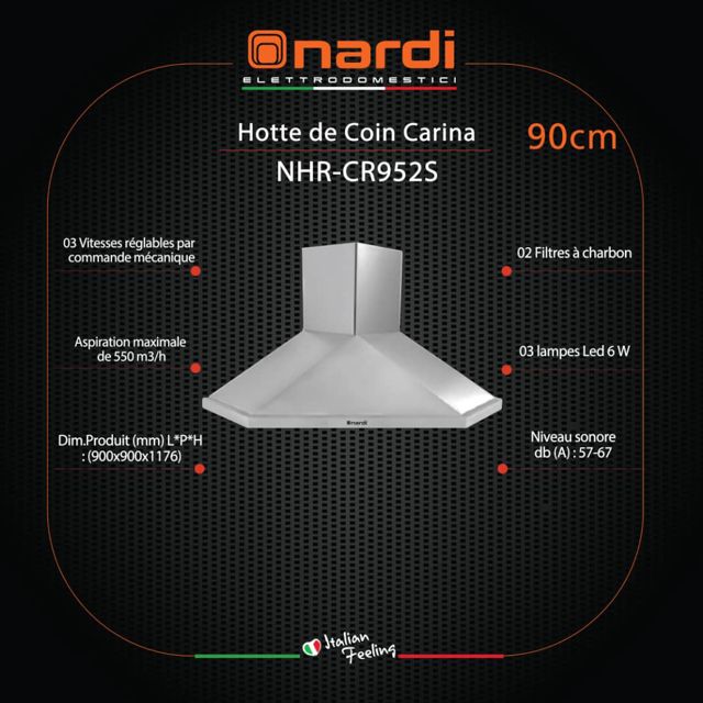 Nardi hotte de coin 90 cm NHR-CR952S