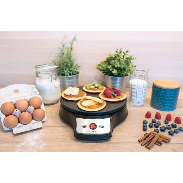 LIVOO Crêpière Electrique 2 En1 1000 W  Noir