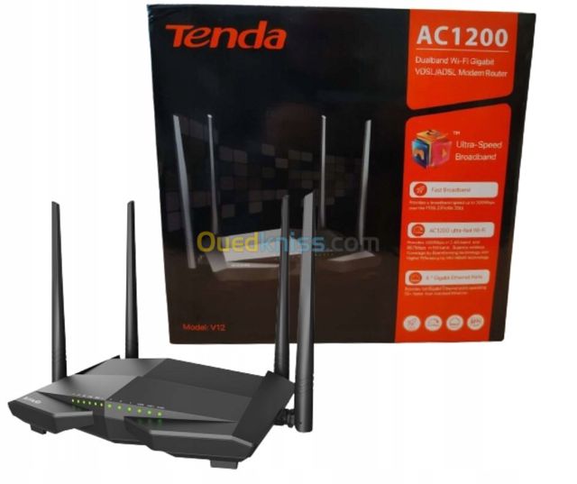 Tenda Modem Router V12 AC1200 Dual Band Wireless VDSL2/ADSL2