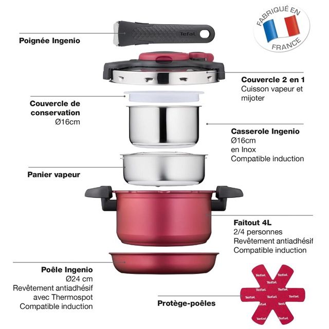 Tefal Ingenio All-In-One Batterie de cuisine 8 p P4704200