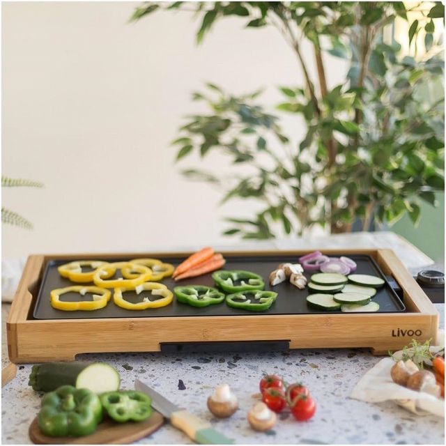 Livoo plancha gril bambou 2200W noir DOC202