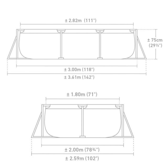 Intex Piscine metal frame rectangulaire 3x2x0.75m 28272