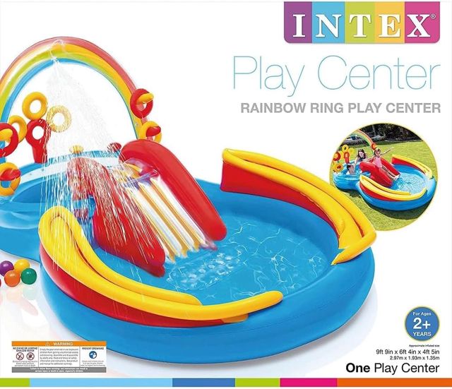 Intex piscine gonflable arc en ciel avec toboggan 57453