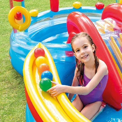 Intex piscine gonflable arc en ciel avec toboggan 57453