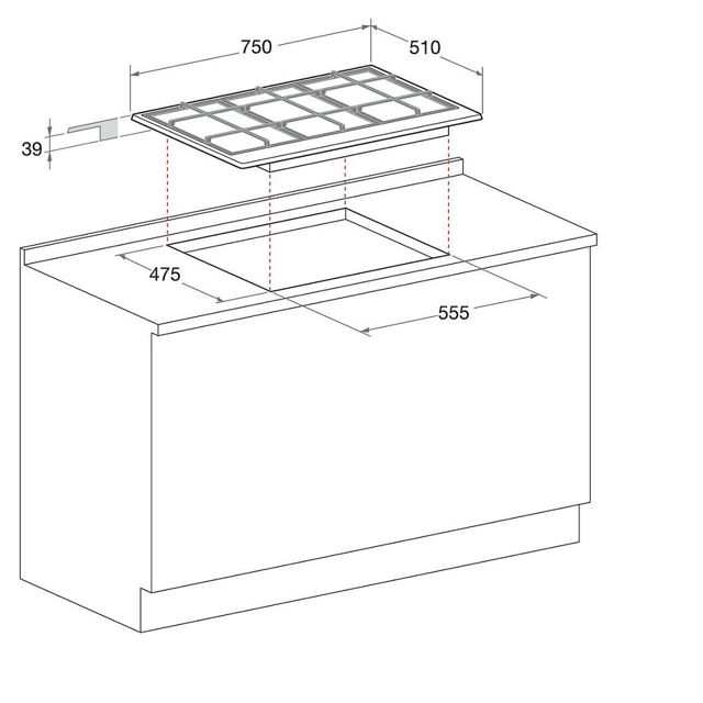 Ariston plaque de cuisson encastrable 75cm PCN 751