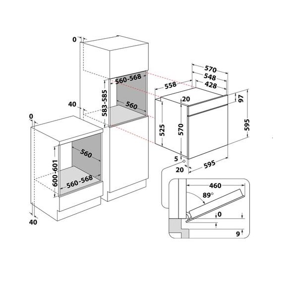 Whirlpool four encastrable OMR553CR0X 71 litres