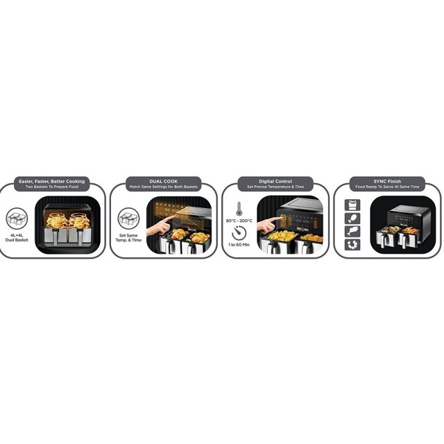 Black & Decker airfryer friteuse double zone 8L DZAF1700-B5