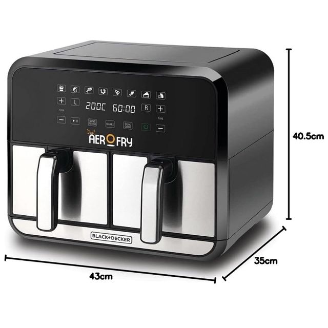 Black & Decker airfryer friteuse double zone 8L DZAF1700-B5