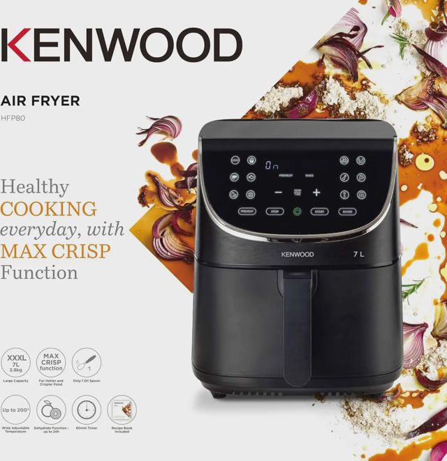 Kenwood airfryer friteuse digital 7L 1800W HFM80.000SS