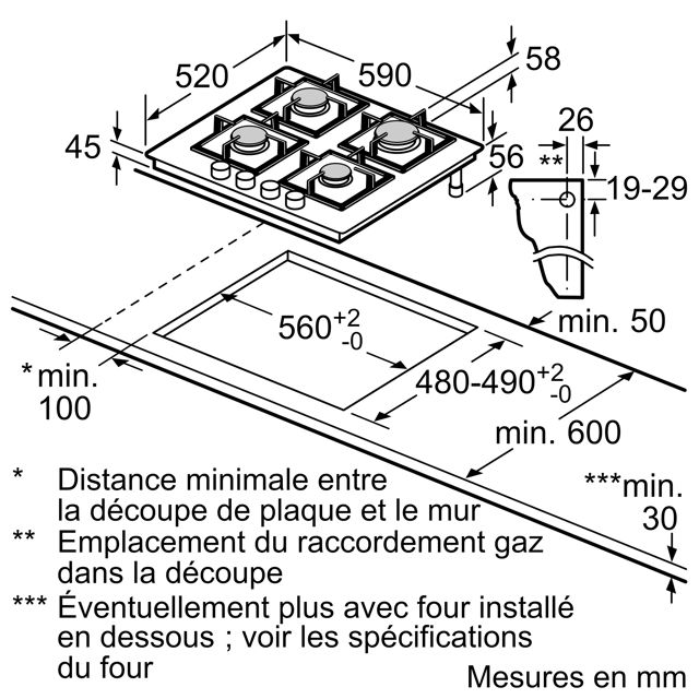 Bosch plaque de cuisson serie 6 gaz ppp6a6b20