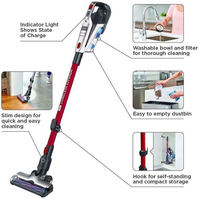 Black&Decker aspirateur sans fil 3 en 1 BHFE620J-GB