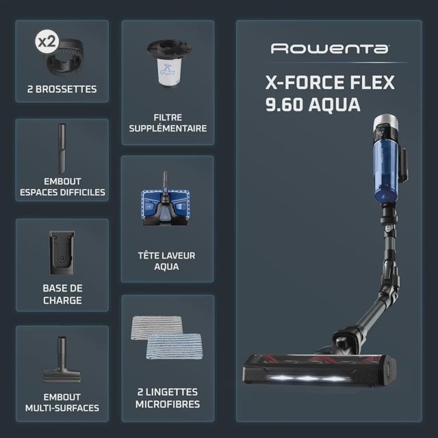 Rowenta balai x-force flex 9.60 aqua aller RH 20CO