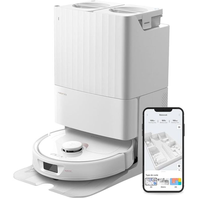 Roborock Qrevo robot aspirateur station multifonction blanc