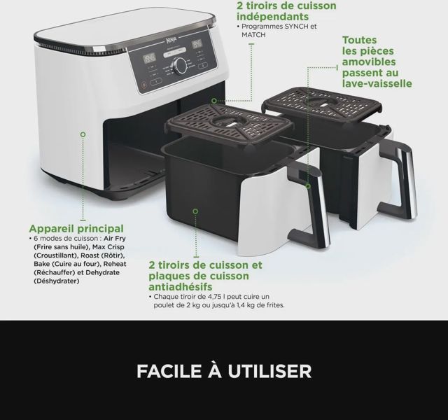 Ninja foodi max friteuse dual zone 9.5L AF400EUWH