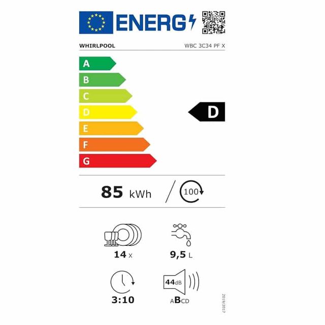 Whirlpool lave vaisselle WBC 3C34 P B noir