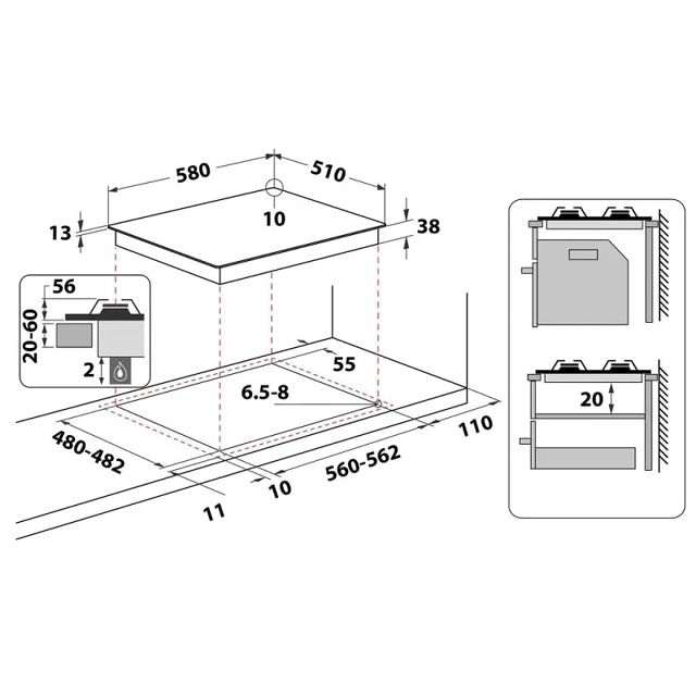 Whirlpool plaque encastrable 60cm TGML660IX