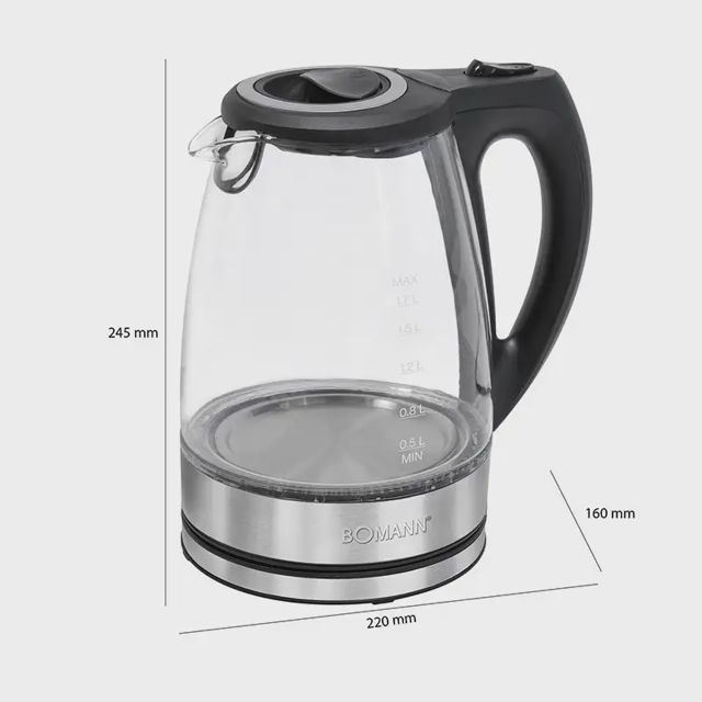 Bouilloire électrique en verre bomann