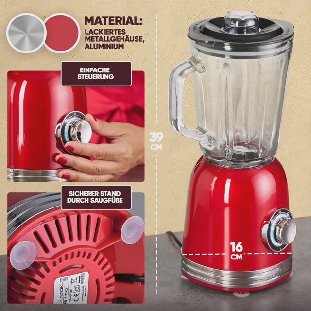 ProfiCook blender PC-UM 1195 800W 1.5 Litres Red