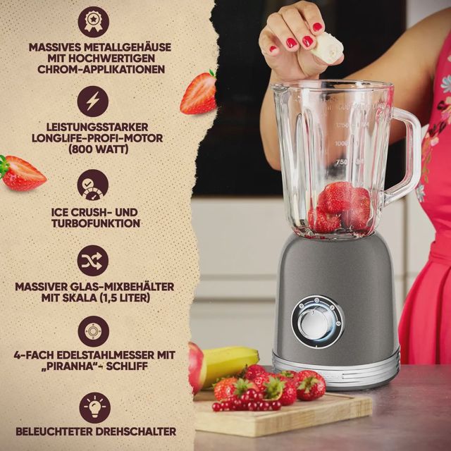ProfiCook blender PC-UM 1195 800W 1.5 Litres grise