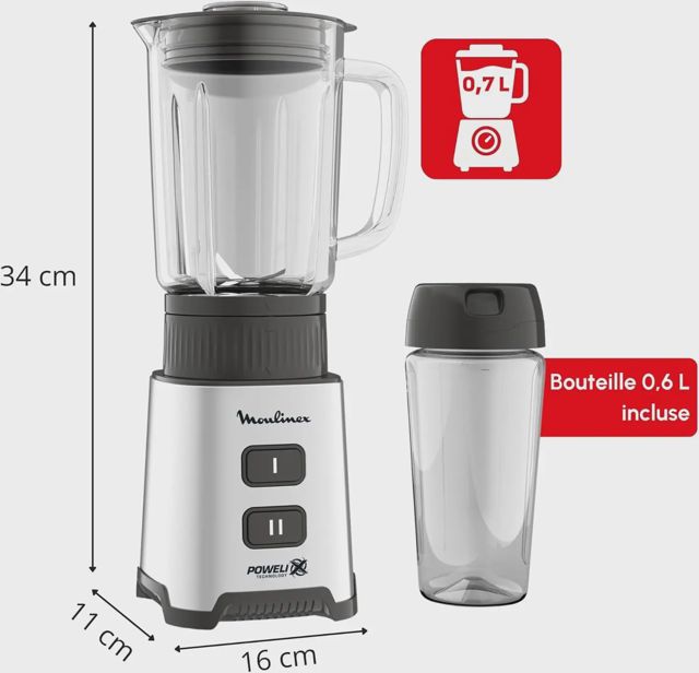Moulinex Blender Mini mixeur compact 400 W LM17GD10