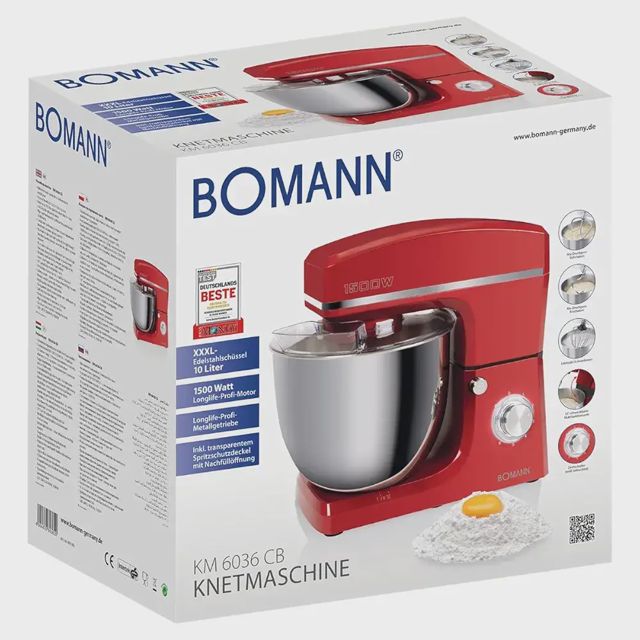 Robot pétrin 10L 1500W Bomann KM 6036 CB Rouge