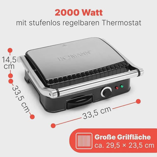 Bomann Panineuse 2 000 W gril à panini KG 2242 CB