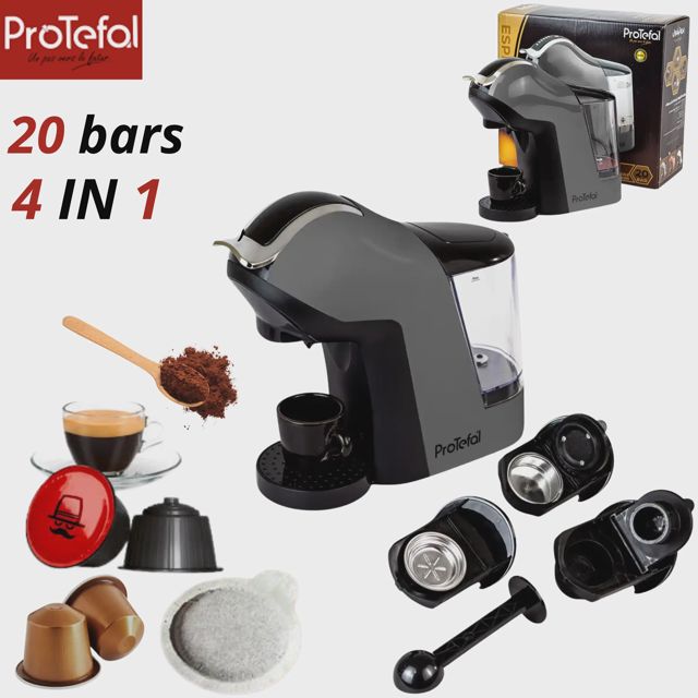 Protefal machine à café cafetiere 20 bars 4 en 1 EM-308 G