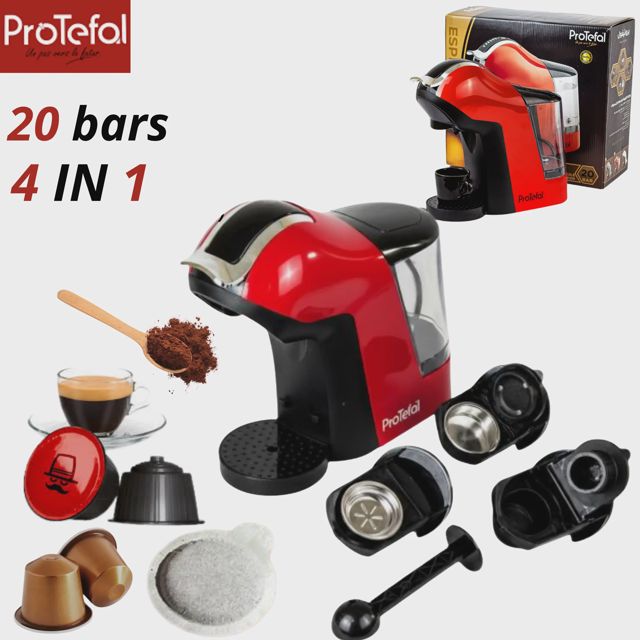 Protefal machine à café cafetiere 20 bars 4 en 1 EM-308 R