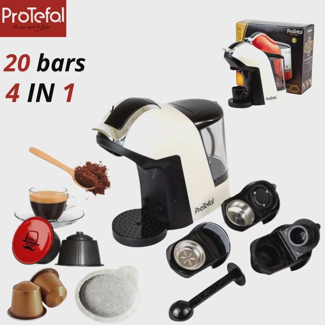 Protefal machine à café cafetiere 20 bars 4 en 1 EM-308 B