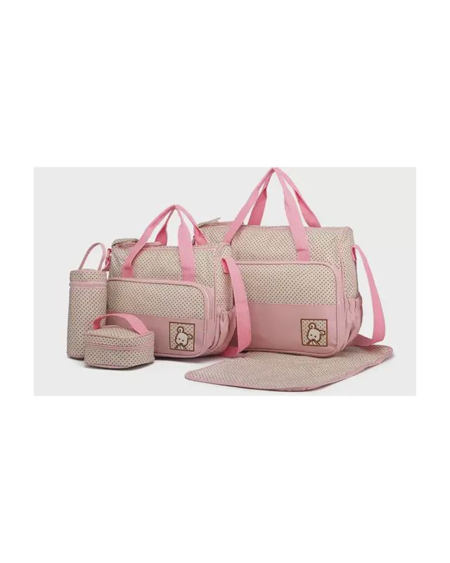 Sac à Langer Bébé Cinq Pièces - Rose et Beige