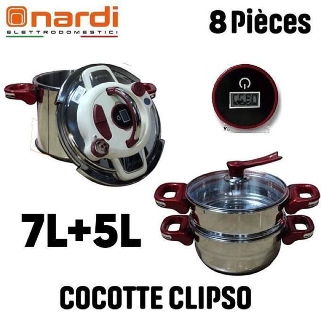 Nardi Lot de 2 cocotte minute 7+5Litres