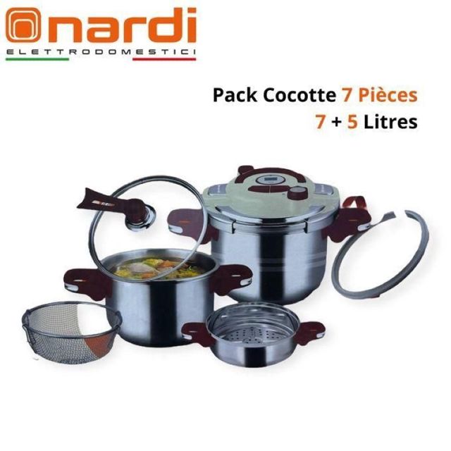 Nardi Lot de 2 cocotte minute 7+5Litres
