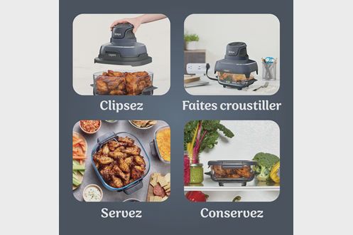 Ninja Crispi Airfryer en verre FN101EUGY Bleu Gris FN101EUGY
