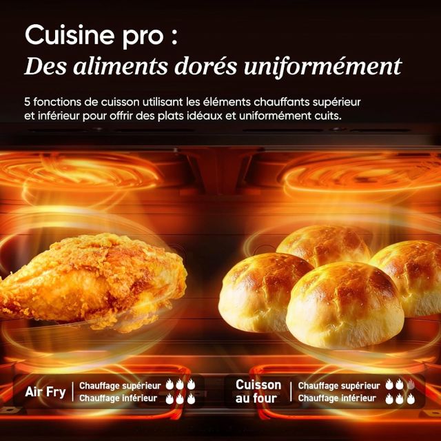 Cosori air frayer 10L twinfry friteuse smar 4 resistance
